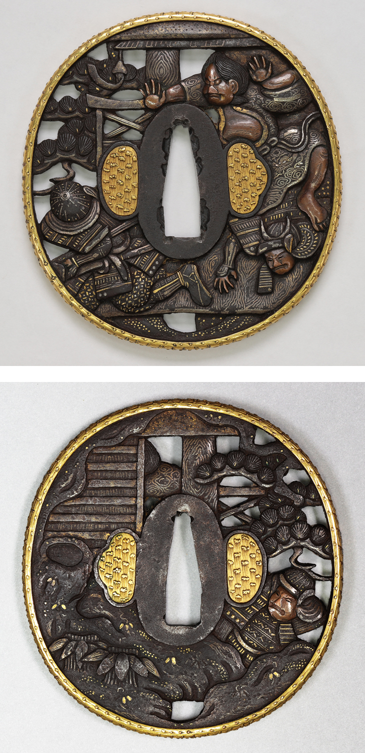 鍔：碁盤忠信図 Tsuba:Goban Tadanobu Zu