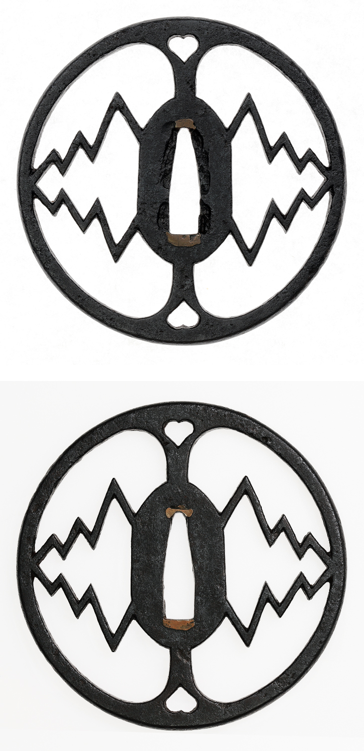 鍔：左右三蓋菱透図 Tsuba:Sayu Sangaibishi Sukashi Zu