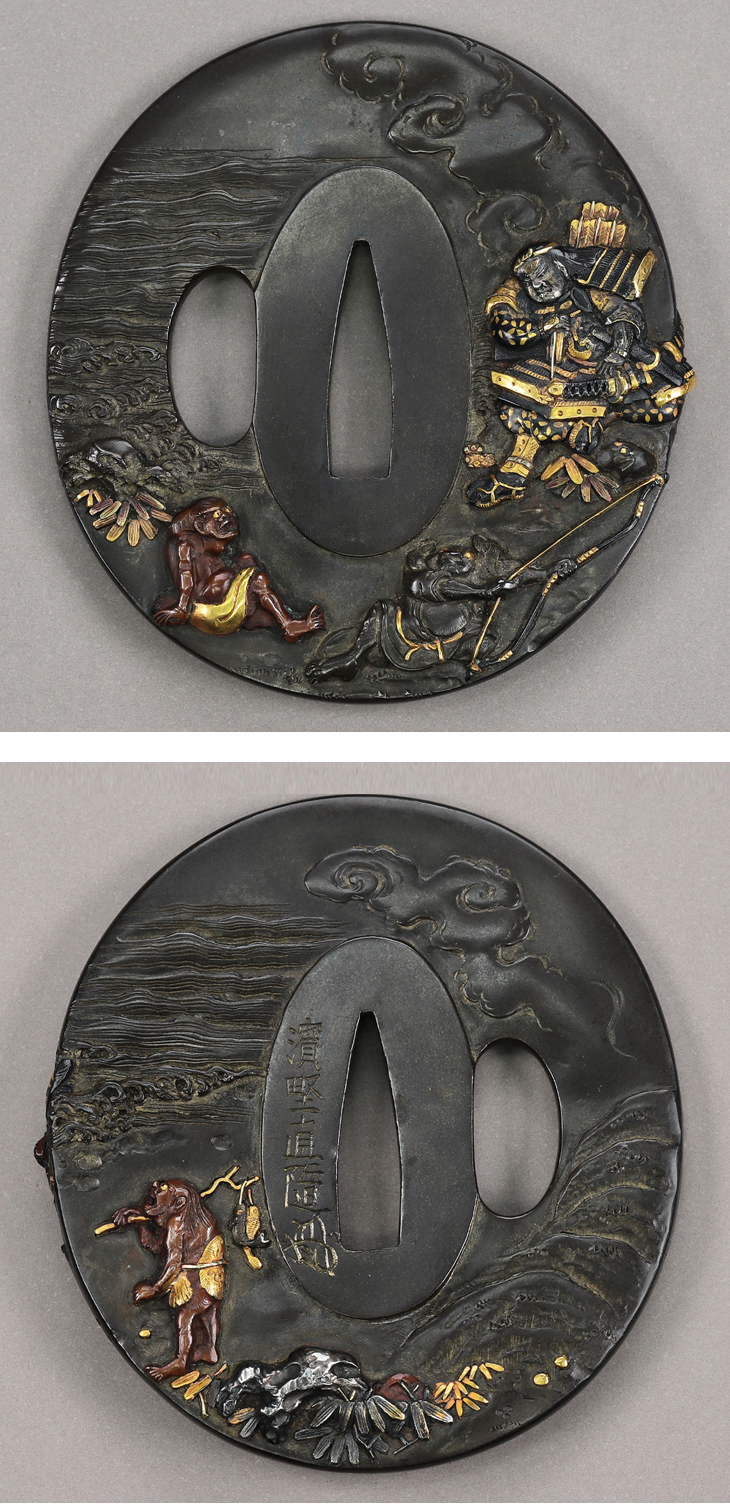 鍔：源平合戦藤戸の図 Tsuba:Genpei Gassen Fujito no Zu