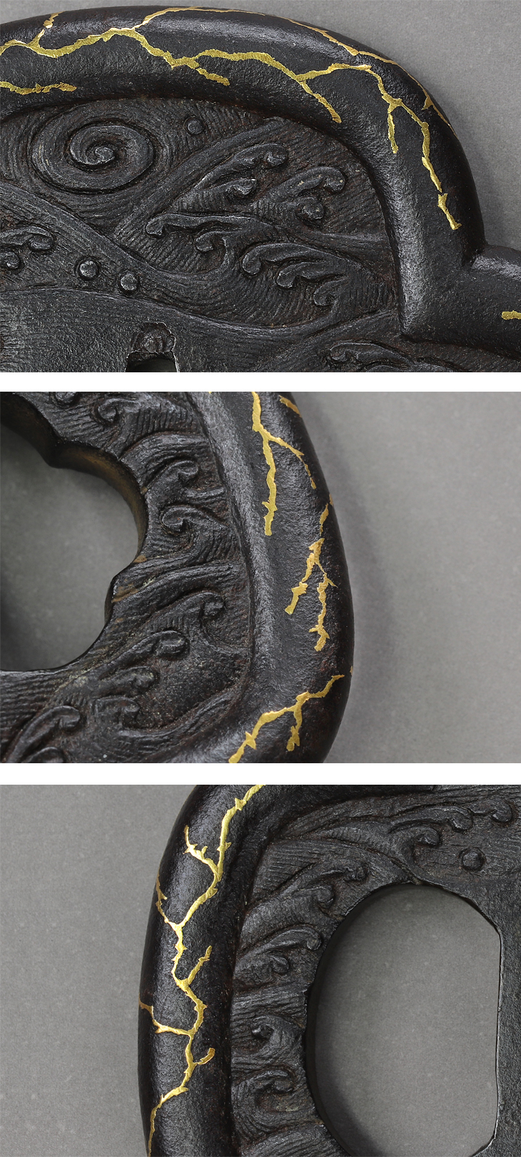 鍔：波文枯木象嵌図 Tsuba:Namimon Kareki Zogan Zu