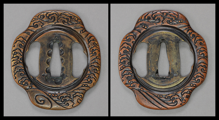 カ*ズ様 無銘：朝顔の図 鉄鍔 無銘：朝顔の図 鉄鍔 鍔：波濤円相図 Tsuba:Hato Enso Zu