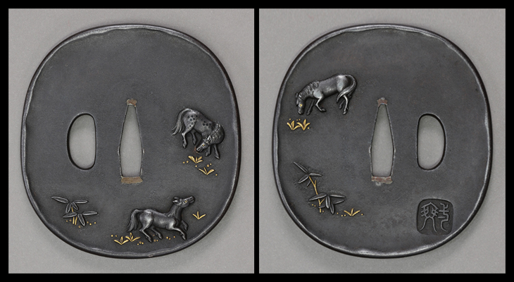 鍔：遊駒図 Tsuba:Asobigoma Zu