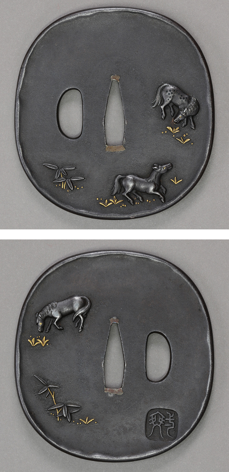 鍔：遊駒図 Tsuba:Asobigoma Zu