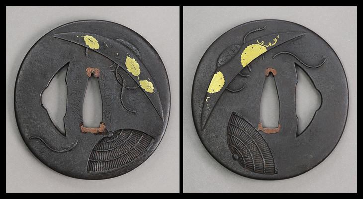 刀鍔 鍔 古瀬 絵銭 刀 江戸期 刀装具 武具 骨董品 アンティーク 古銭 絵銭 鍔：古銭模様図 Tsuba:Kosen Moyo Zu