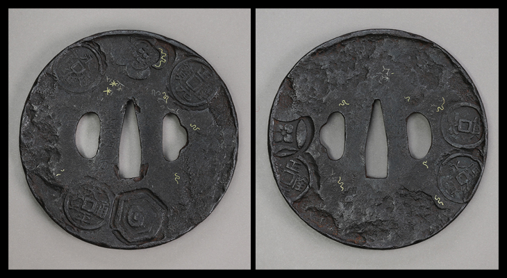 鍔：古銭模様図 Kozuka:Kosen Moyo Zu