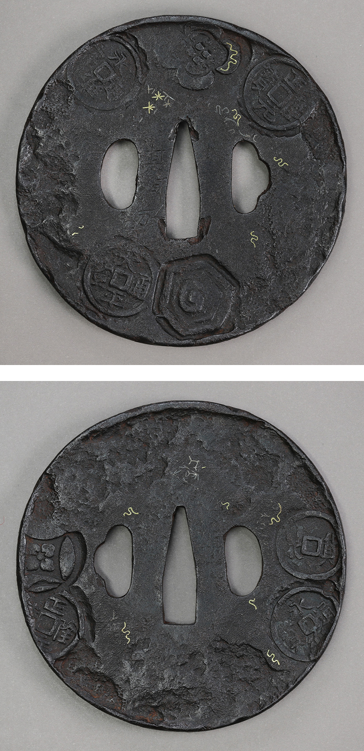 鍔：古銭模様図 Kozuka:Kosen Moyo Zu