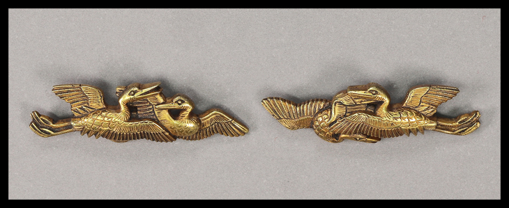 目貫　鳥　銀無垢 目貫：二羽鶴図 Menuki:Niwa Tsuru Zu