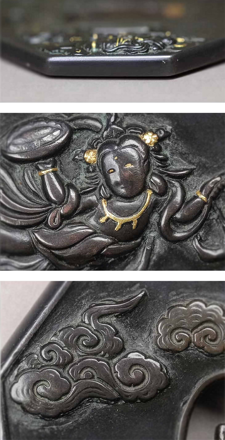 鍔：二天神像飛天図 Tsuba:Nitenshinzo Hiten Zu