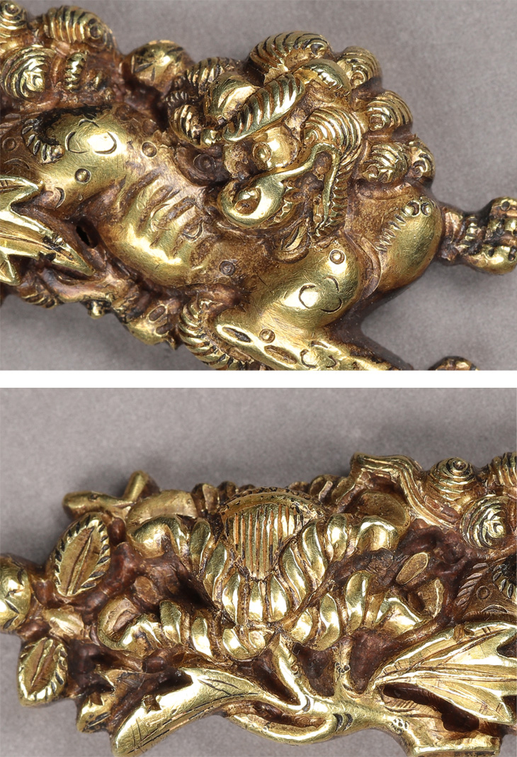 目貫：牡丹獅子図 Menuki:Botan Shishi Zu