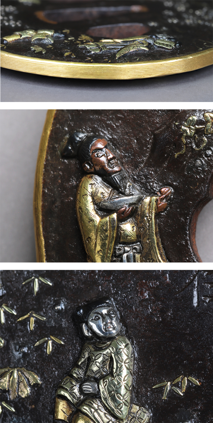 鍔：林和靖に李白観瀑図 Tsuba:Rinnasei ni Rihaku Kanbaku Zu