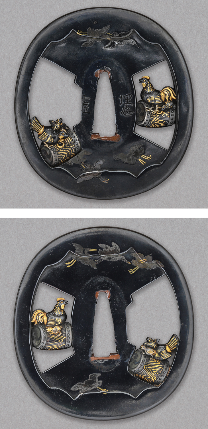 鍔：諫鼓白鷺図 Tsuba:Kanko Shirasagi Zu