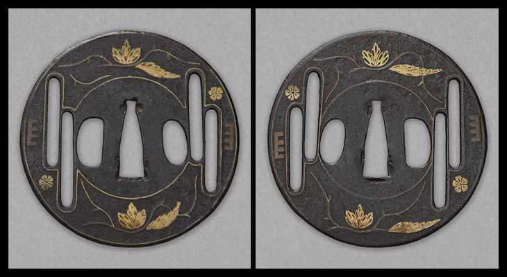 鍔：左右霞透紋散図 Tsuba:Sayu Kasumi Sukashi Monchirashi Zu