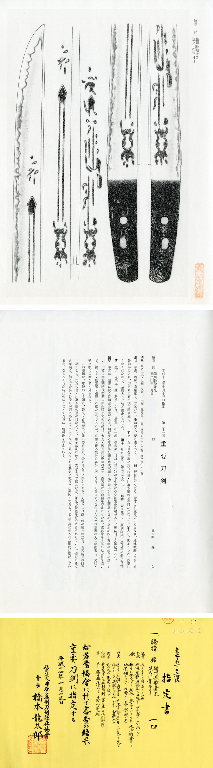 脇差し 備州長船兼光 Wakizashi:Bishu Osafune Kanemitsu