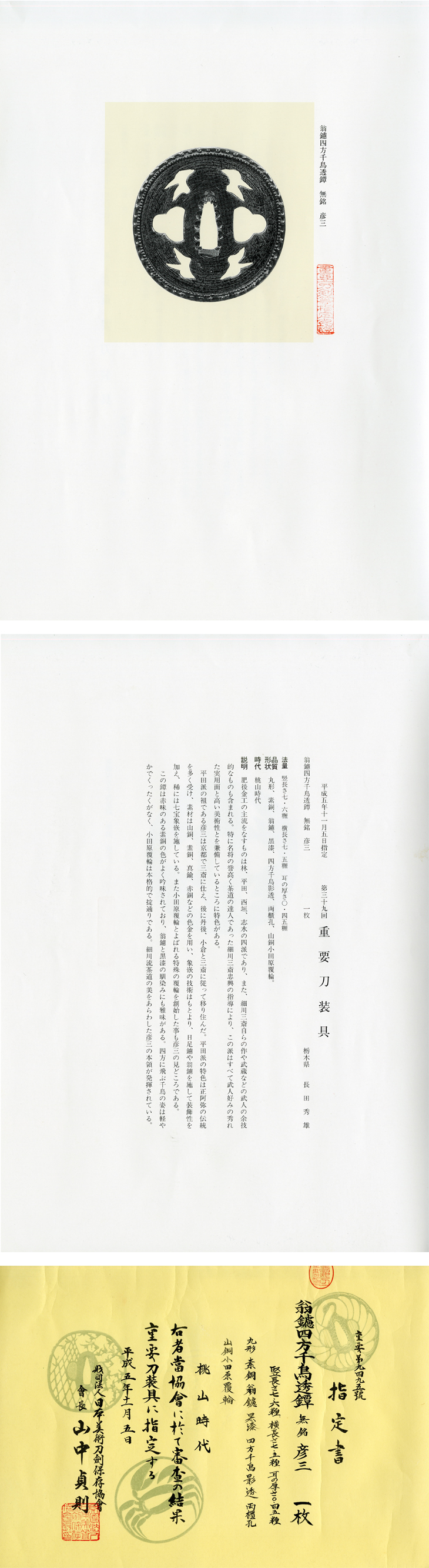 鐔：翁鑢四方千鳥透図 Tsuba:Okinayasuri Shiho Chidori Zu