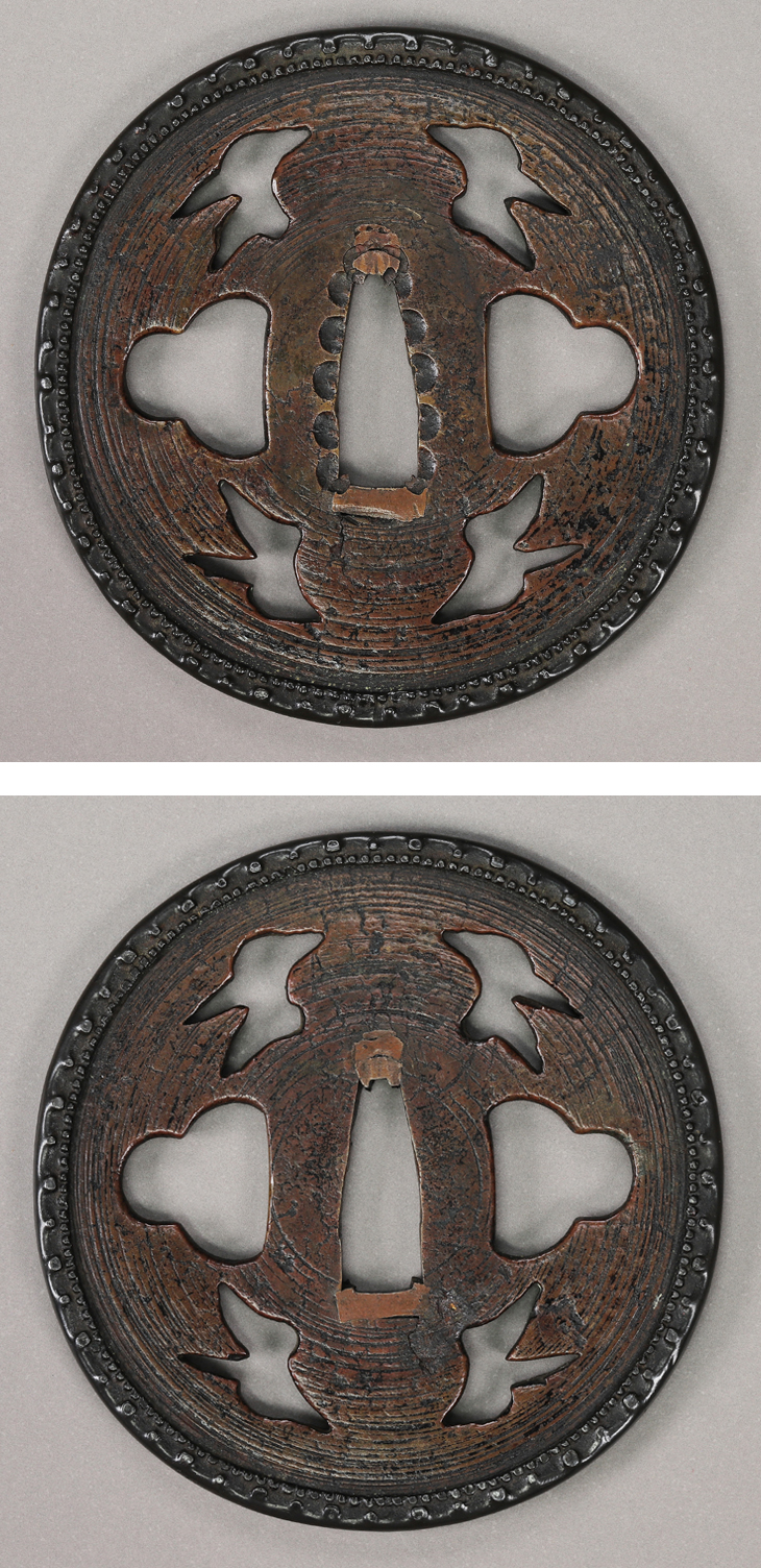 鐔：翁鑢四方千鳥透図 Tsuba:Okinayasuri Shiho Chidori Zu